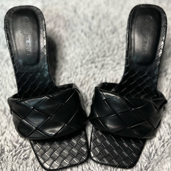 Rilista - Womens Square Open Toe Heeled Chunky Block Heels Braided Pumps - 7 1/2 - Picture 7 of 7